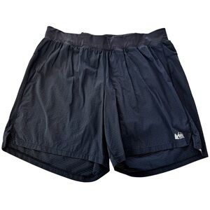 REI Men’s L Swiftland 7” Running Shorts Black Ultralight Lined Breathable Pocket